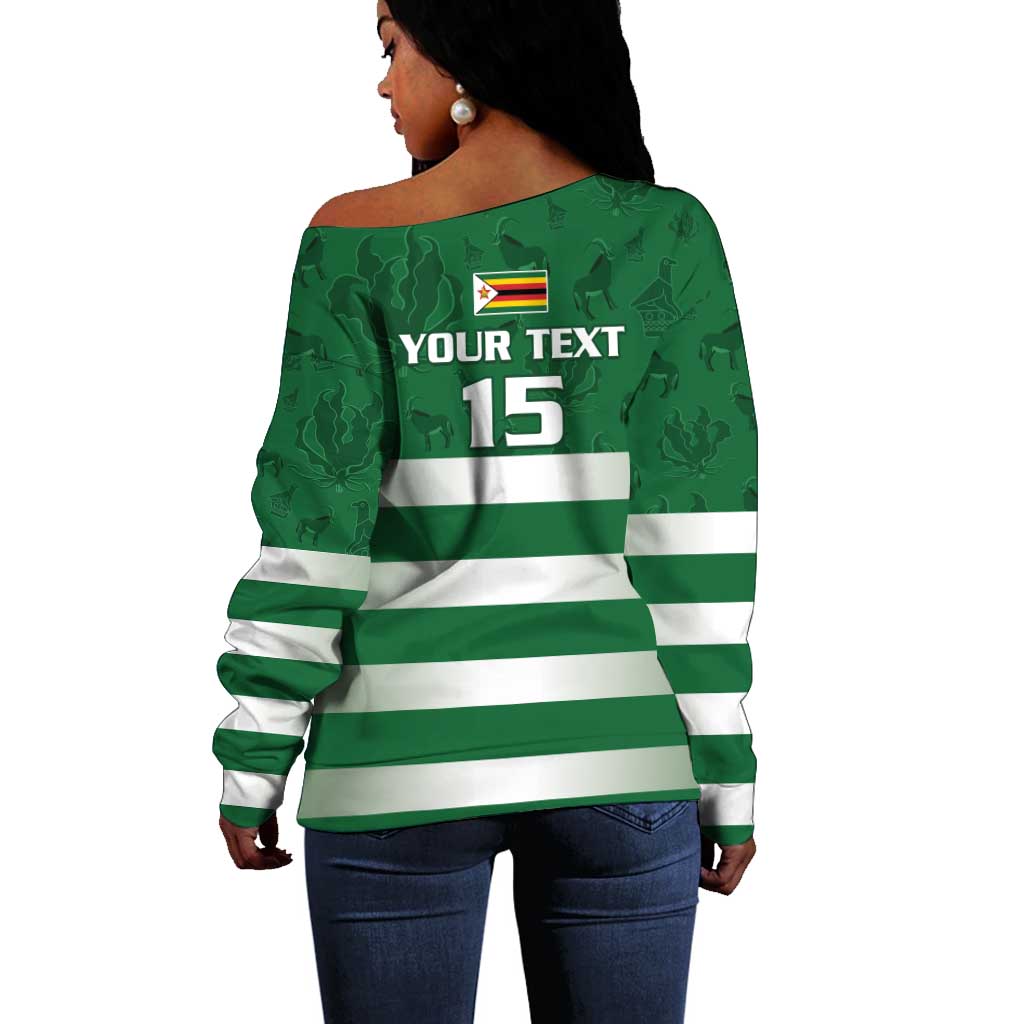 Rugby Zimbabwe Custom Off Shoulder Sweater Go Champions Sables - African Pride