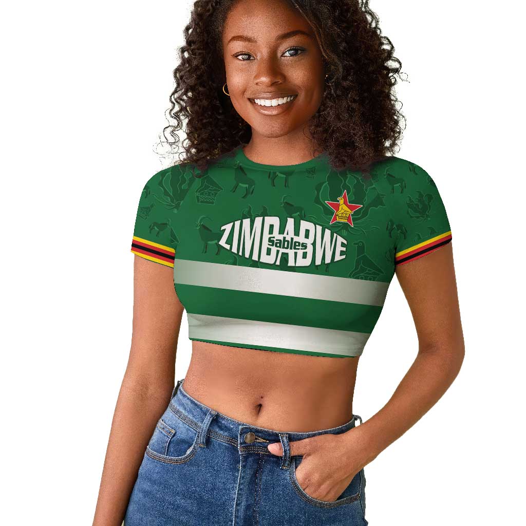Rugby Zimbabwe Custom Raglan Cropped T shirt Go Champions Sables - African Pride