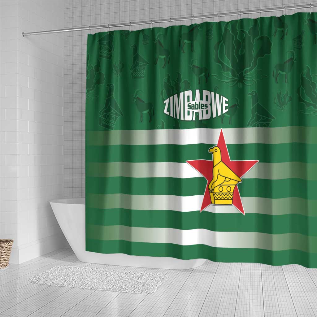 Rugby Zimbabwe Shower Curtain Go Champions Sables - African Pride