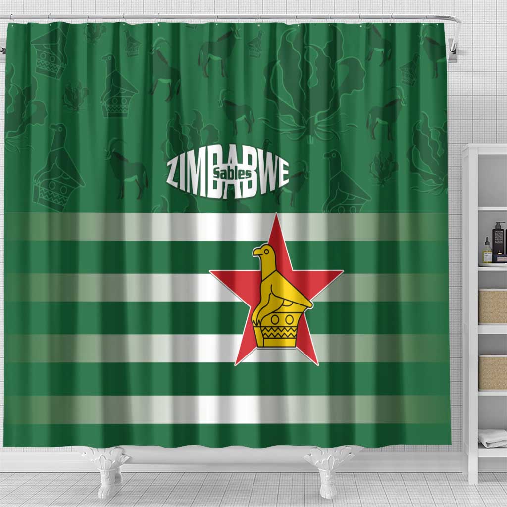 Rugby Zimbabwe Shower Curtain Go Champions Sables - African Pride