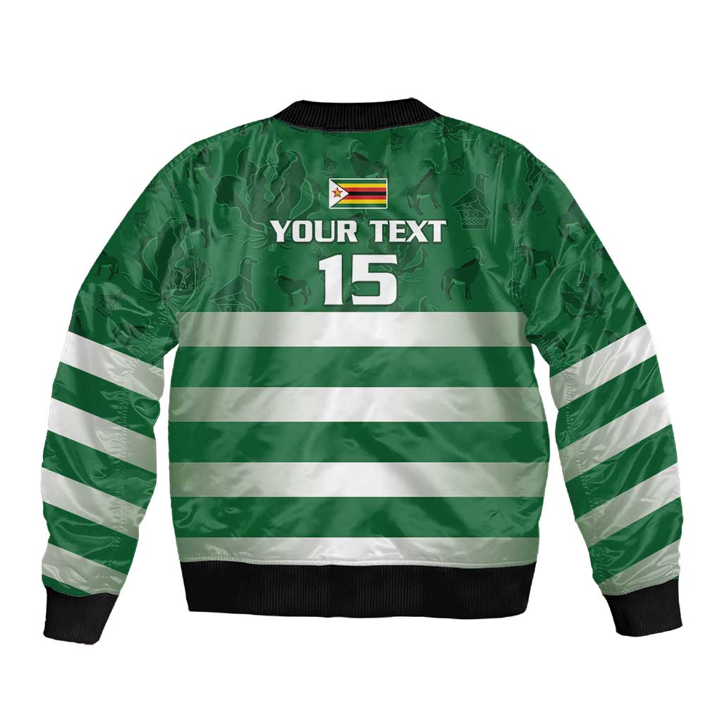 Rugby Zimbabwe Custom Sleeve Zip Bomber Jacket Go Champions Sables - African Pride