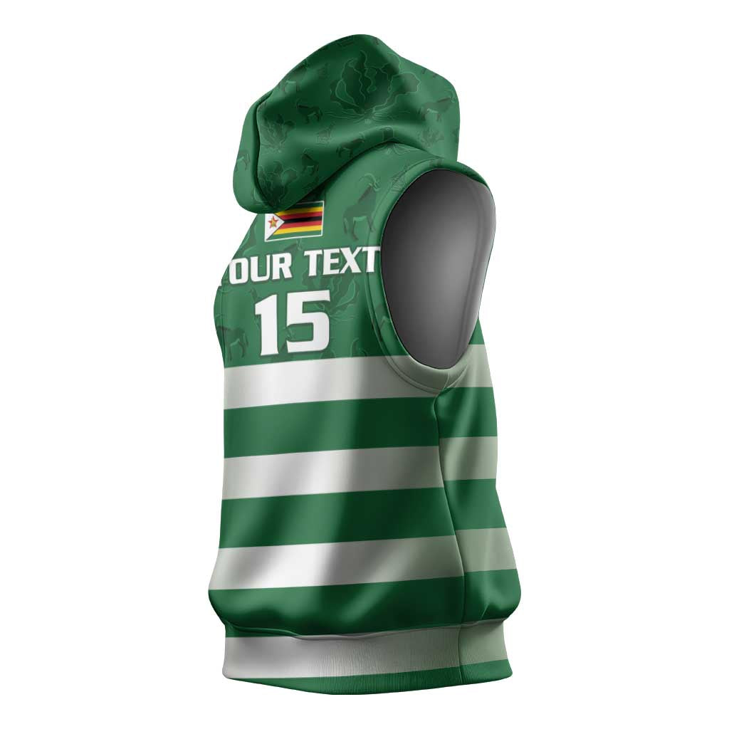 Rugby Zimbabwe Custom Sleeveless Hoodie Go Champions Sables - African Pride