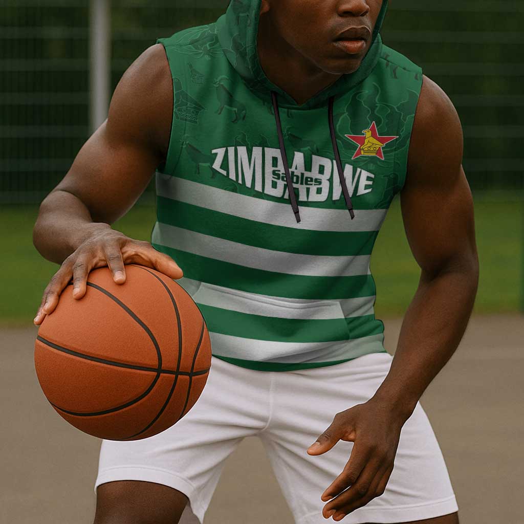 Rugby Zimbabwe Custom Sleeveless Hoodie Go Champions Sables - African Pride