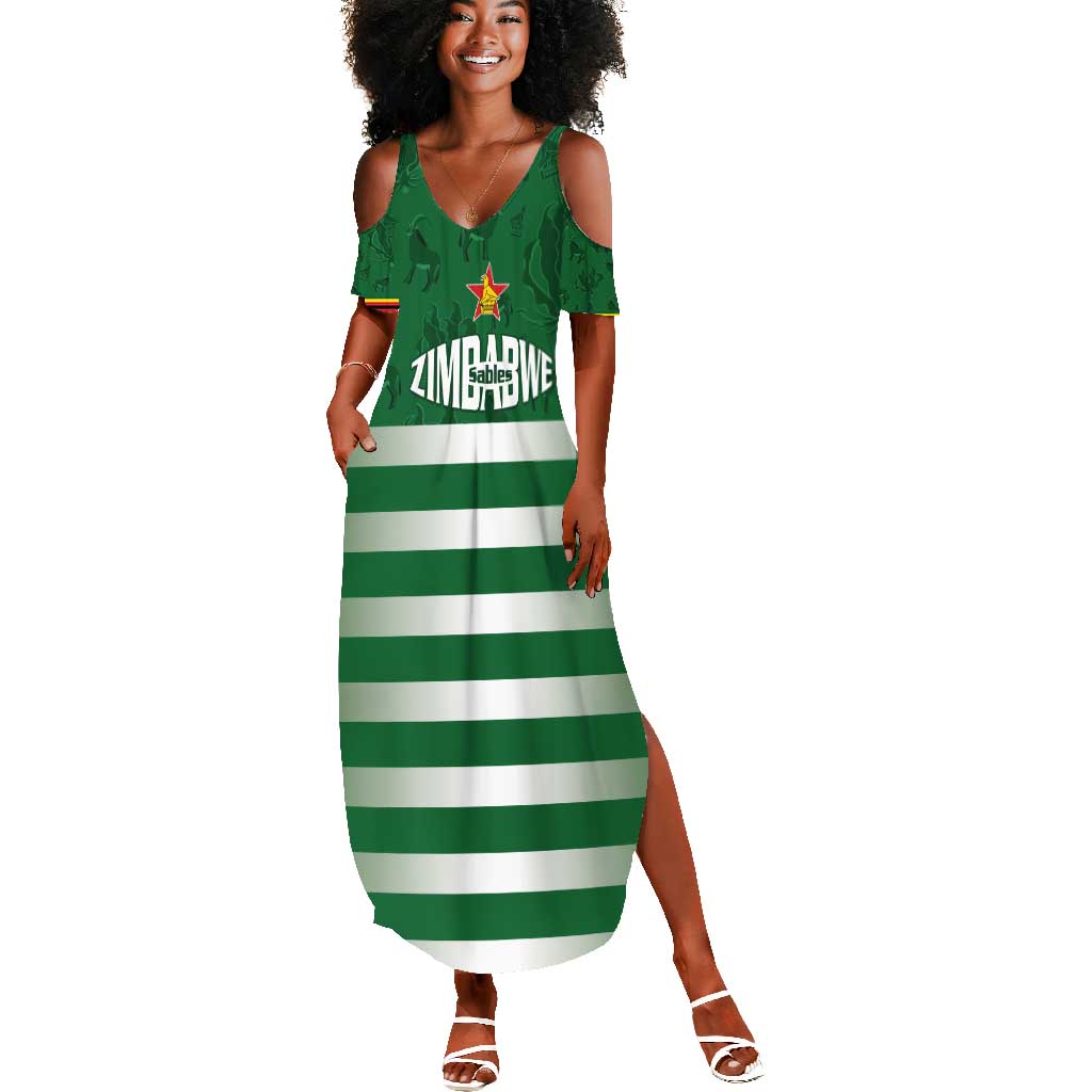 Rugby Zimbabwe Custom Summer Maxi Dress Go Champions Sables - African Pride
