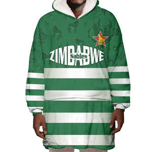 Rugby Zimbabwe Custom Wearable Blanket Hoodie Go Champions Sables - African Pride