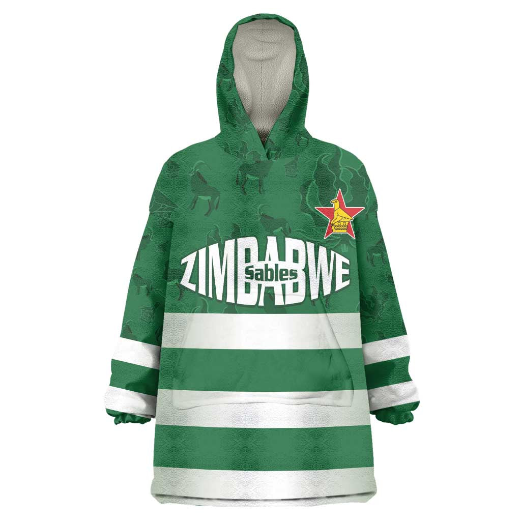 Rugby Zimbabwe Custom Wearable Blanket Hoodie Go Champions Sables - African Pride