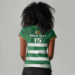 Rugby Zimbabwe Custom Women V-Neck T-Shirt Go Champions Sables - African Pride