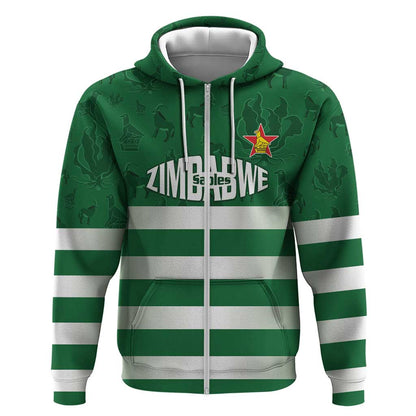 Rugby Zimbabwe Custom Zip Hoodie Go Champions Sables - African Pride