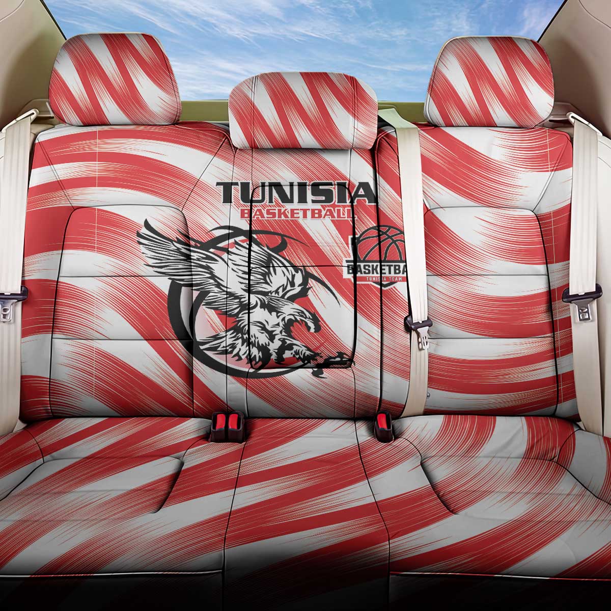 Afro Basketball Tunisia Back Car Seat Cover Go Eagles of Carthage - African Pride