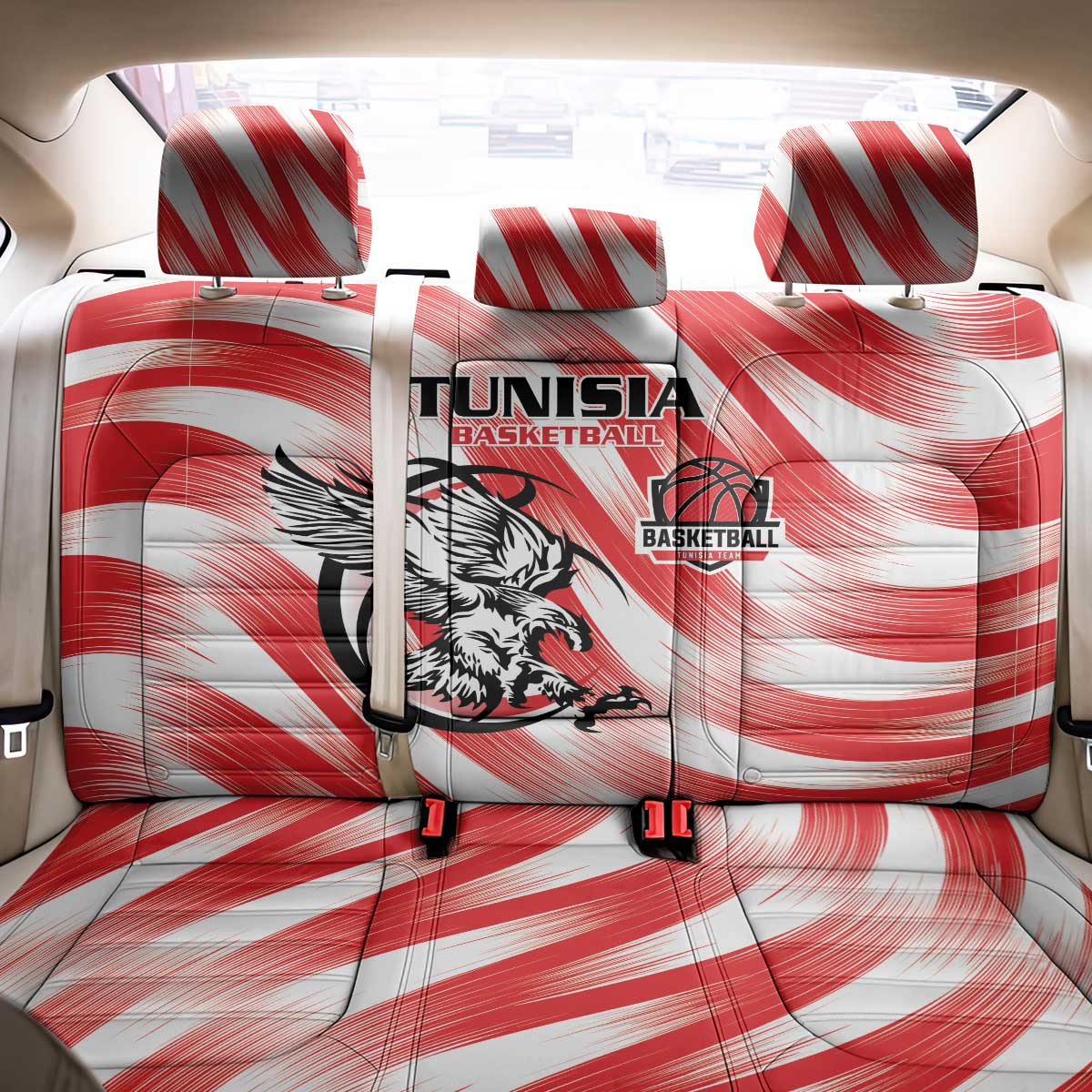 Afro Basketball Tunisia Back Car Seat Cover Go Eagles of Carthage - African Pride
