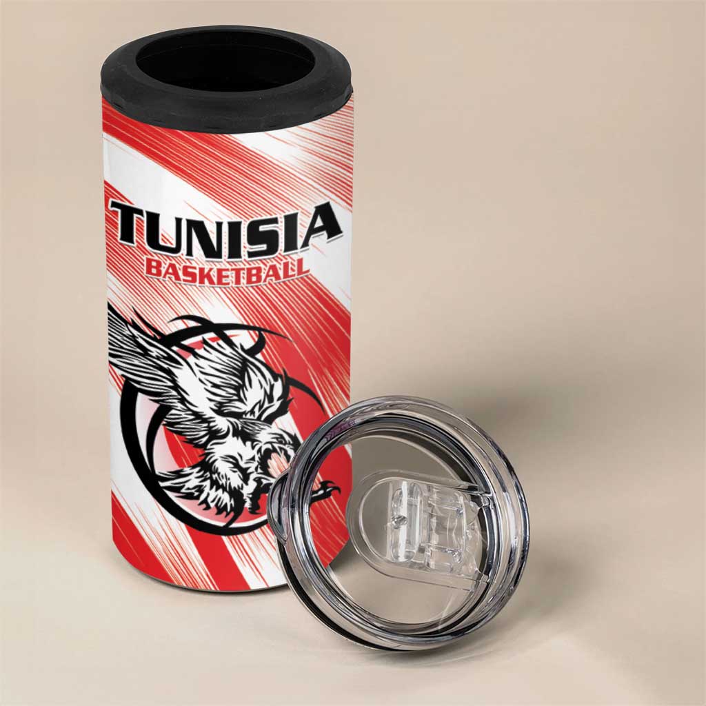 Afro Basketball Tunisia Custom 4 in 1 Can Cooler Tumbler Go Eagles of Carthage - African Pride