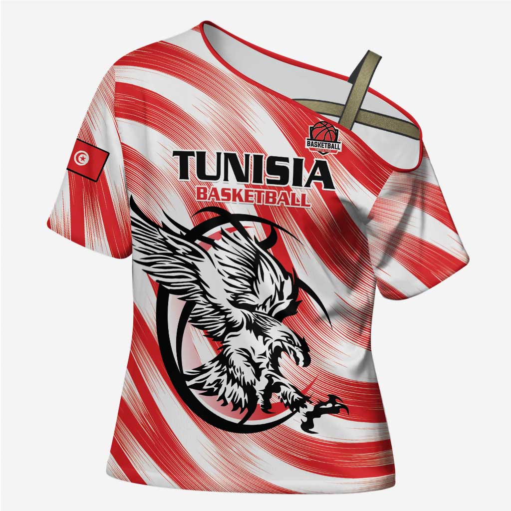 Custom Tunisia Basketball Cross Shoulder Shirt Go Eagles of Carthage