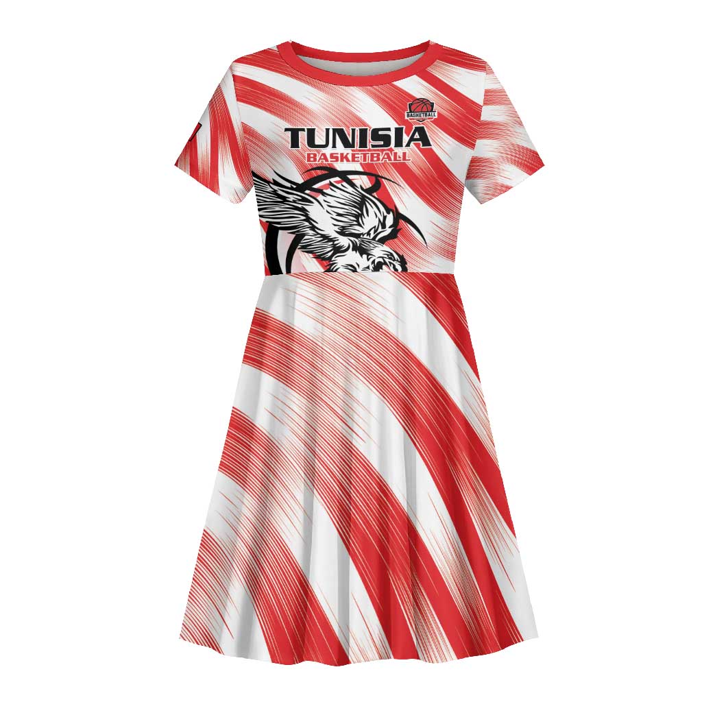 Afro Basketball Tunisia Custom Kid Short Sleeve Dress Go Eagles of Carthage - African Pride
