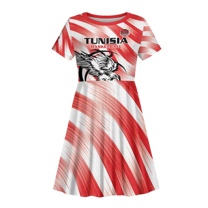 Afro Basketball Tunisia Custom Kid Short Sleeve Dress Go Eagles of Carthage - African Pride