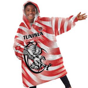 Afro Basketball Tunisia Custom Kid Wearable Blanket Hoodie Go Eagles of Carthage - African Pride