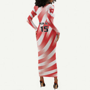 Afro Basketball Tunisia Custom Long Sleeve Bodycon Dress Go Eagles of Carthage - African Pride