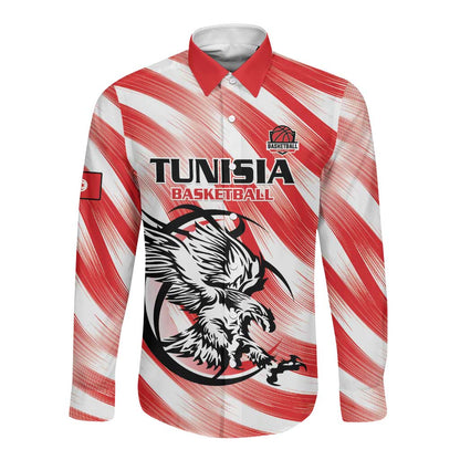 Afro Basketball Tunisia Custom Long Sleeve Button Shirt Go Eagles of Carthage - African Pride