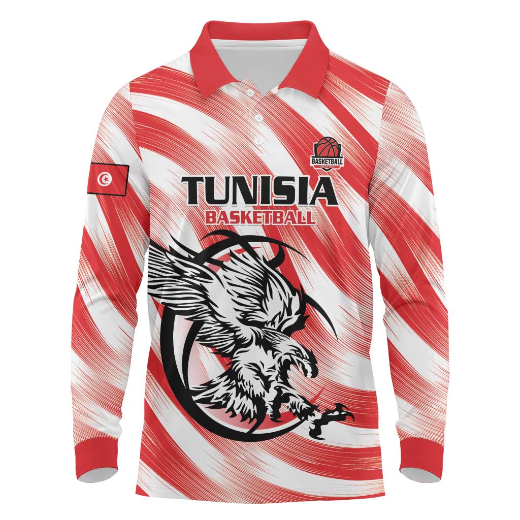 Afro Basketball Tunisia Custom Long Sleeve Polo Shirt Go Eagles of Carthage - African Pride