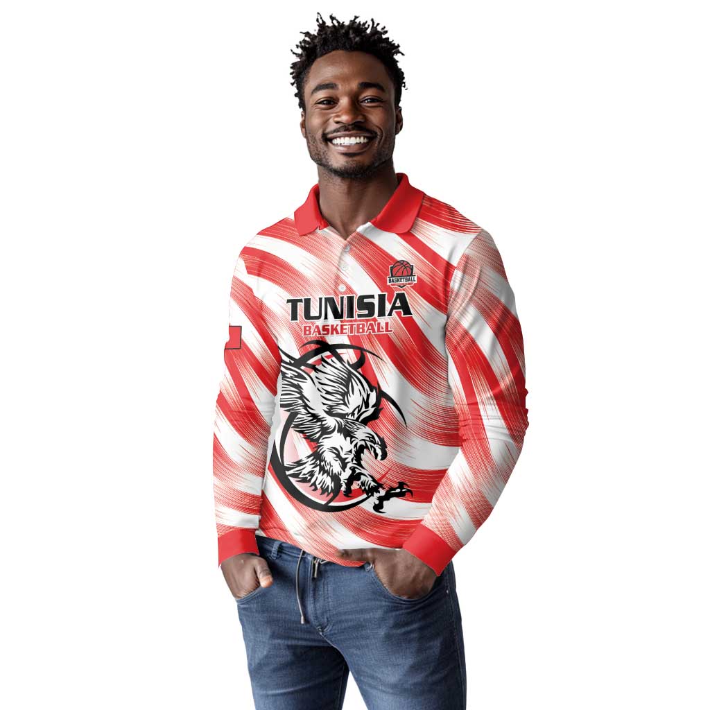Afro Basketball Tunisia Custom Long Sleeve Polo Shirt Go Eagles of Carthage - African Pride