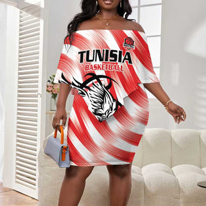 Afro Basketball Tunisia Custom Off Shoulder Short Dress Go Eagles of Carthage - African Pride