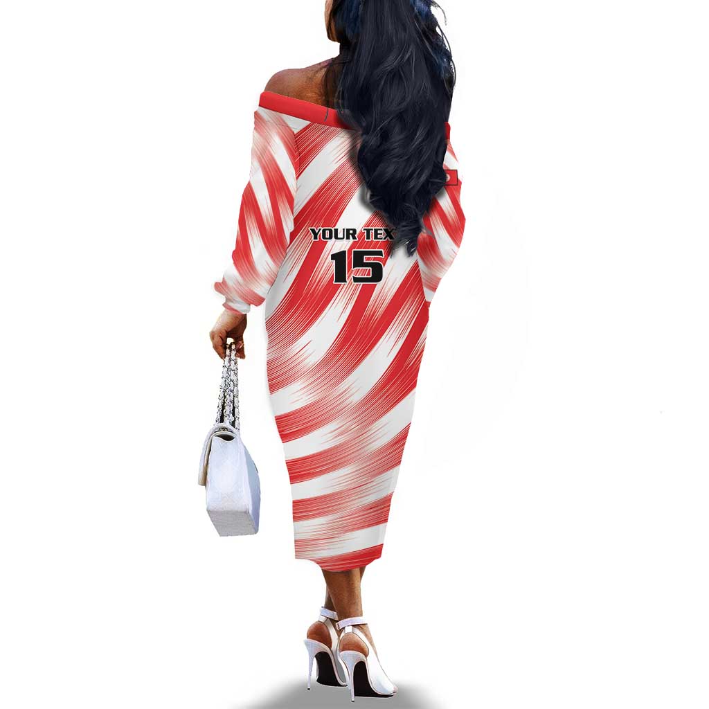 Afro Basketball Tunisia Custom Off The Shoulder Long Sleeve Dress Go Eagles of Carthage - African Pride