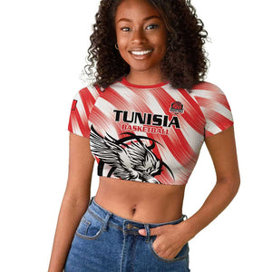 Afro Basketball Tunisia Custom Raglan Cropped T shirt Go Eagles of Carthage - African Pride
