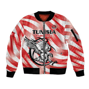 Afro Basketball Tunisia Custom Sleeve Zip Bomber Jacket Go Eagles of Carthage - African Pride