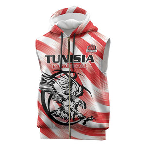Afro Basketball Tunisia Custom Sleeveless Zip Hoodie Go Eagles of Carthage - African Pride