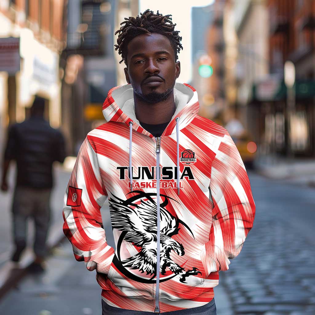 Afro Basketball Tunisia Custom Zip Hoodie Go Eagles of Carthage - African Pride