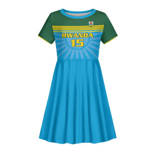 Afro Basketball Rwanda Custom Kid Short Sleeve Dress Go Champions - African Pride