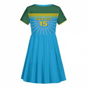 Afro Basketball Rwanda Custom Kid Short Sleeve Dress Go Champions - African Pride