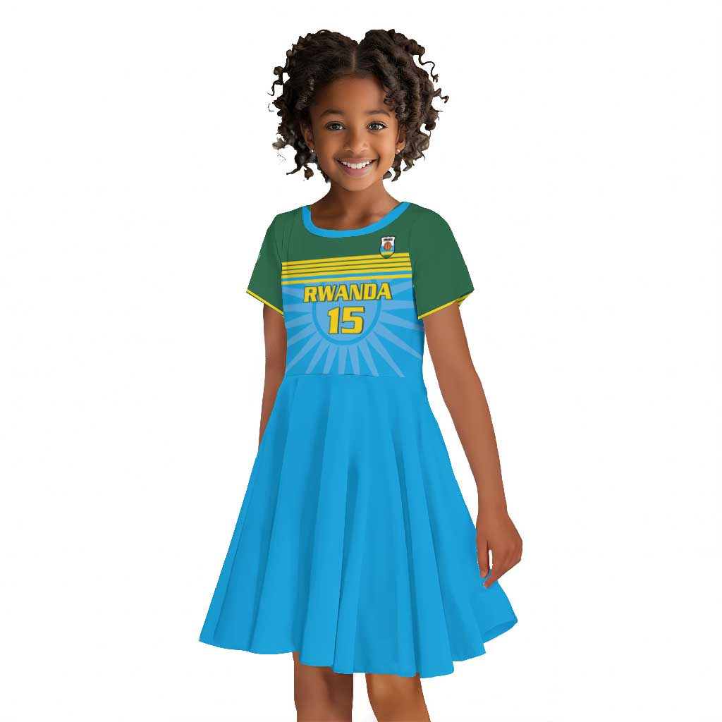 Afro Basketball Rwanda Custom Kid Short Sleeve Dress Go Champions - African Pride