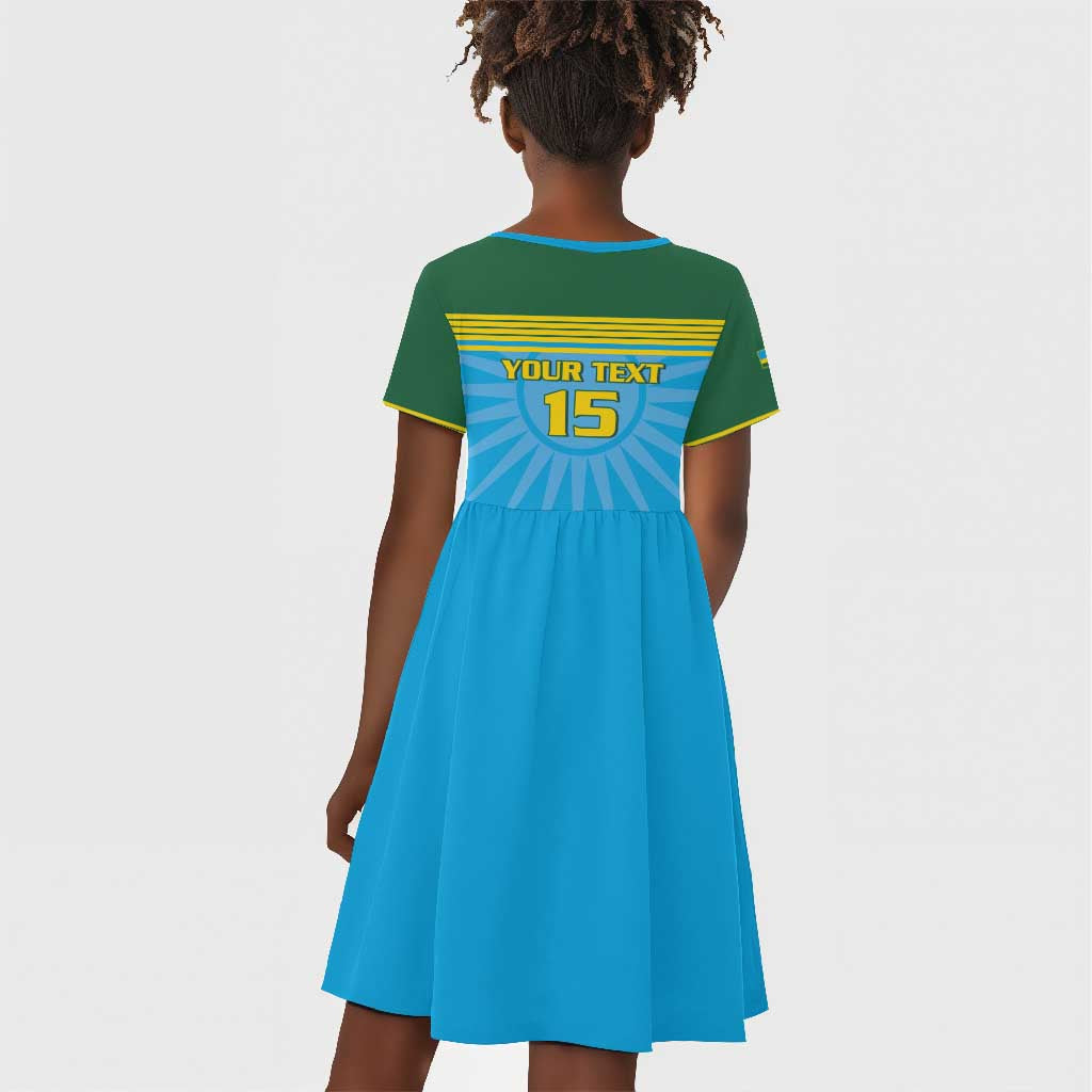 Afro Basketball Rwanda Custom Kid Short Sleeve Dress Go Champions - African Pride