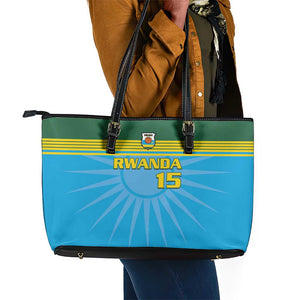 Afro Basketball Rwanda Custom Leather Tote Bag Go Champions - African Pride