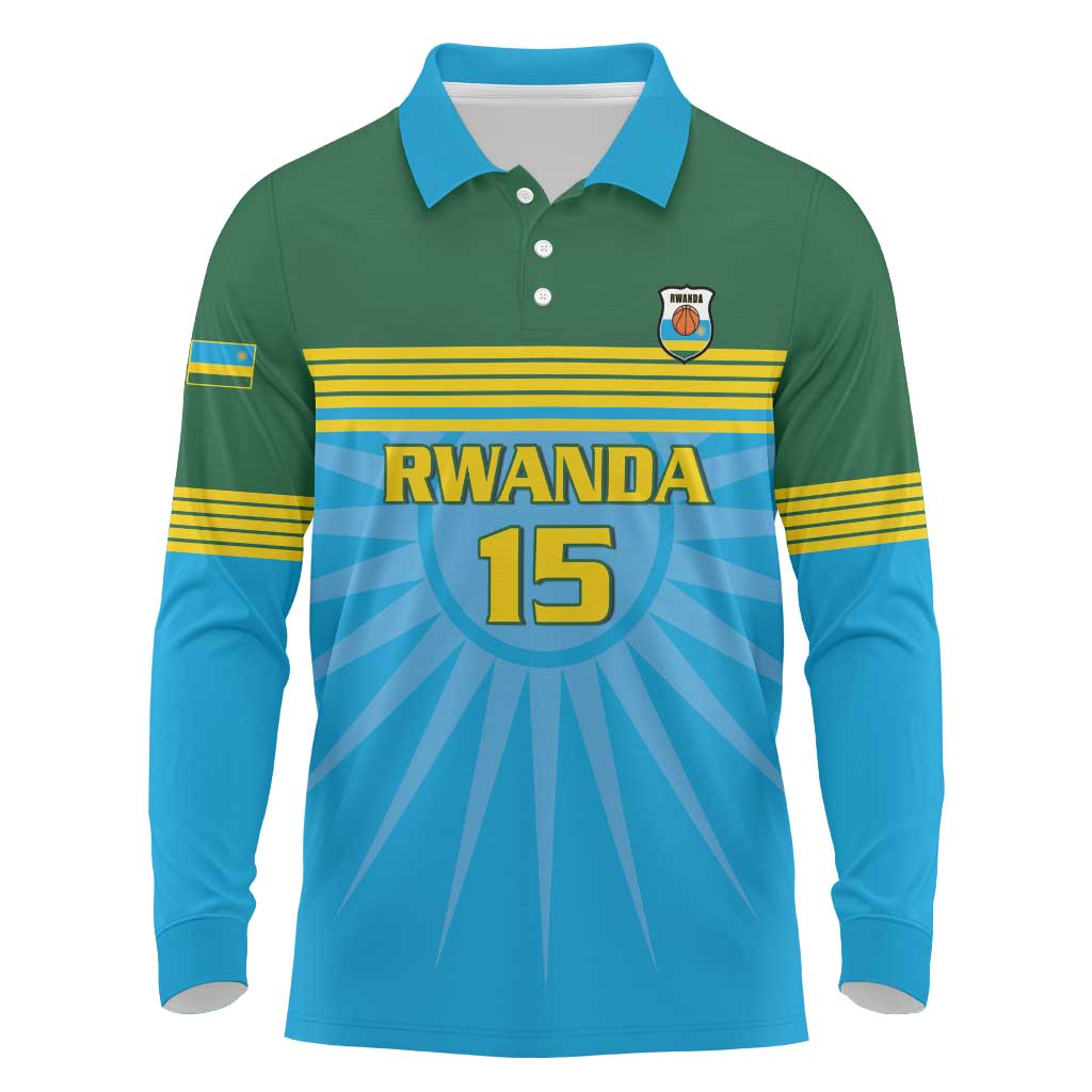 Afro Basketball Rwanda Custom Long Sleeve Polo Shirt Go Champions - African Pride