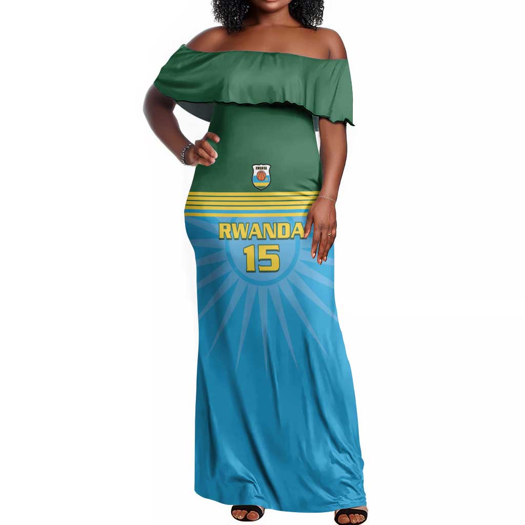 Afro Basketball Rwanda Custom Off Shoulder Maxi Dress Go Champions - African Pride