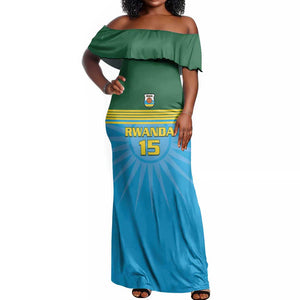 Afro Basketball Rwanda Custom Off Shoulder Maxi Dress Go Champions - African Pride