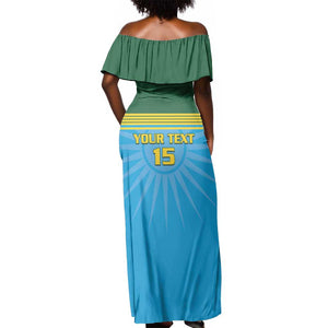 Afro Basketball Rwanda Custom Off Shoulder Maxi Dress Go Champions - African Pride