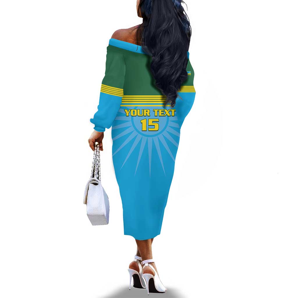 Afro Basketball Rwanda Custom Off The Shoulder Long Sleeve Dress Go Champions - African Pride