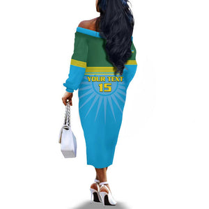 Afro Basketball Rwanda Custom Off The Shoulder Long Sleeve Dress Go Champions - African Pride