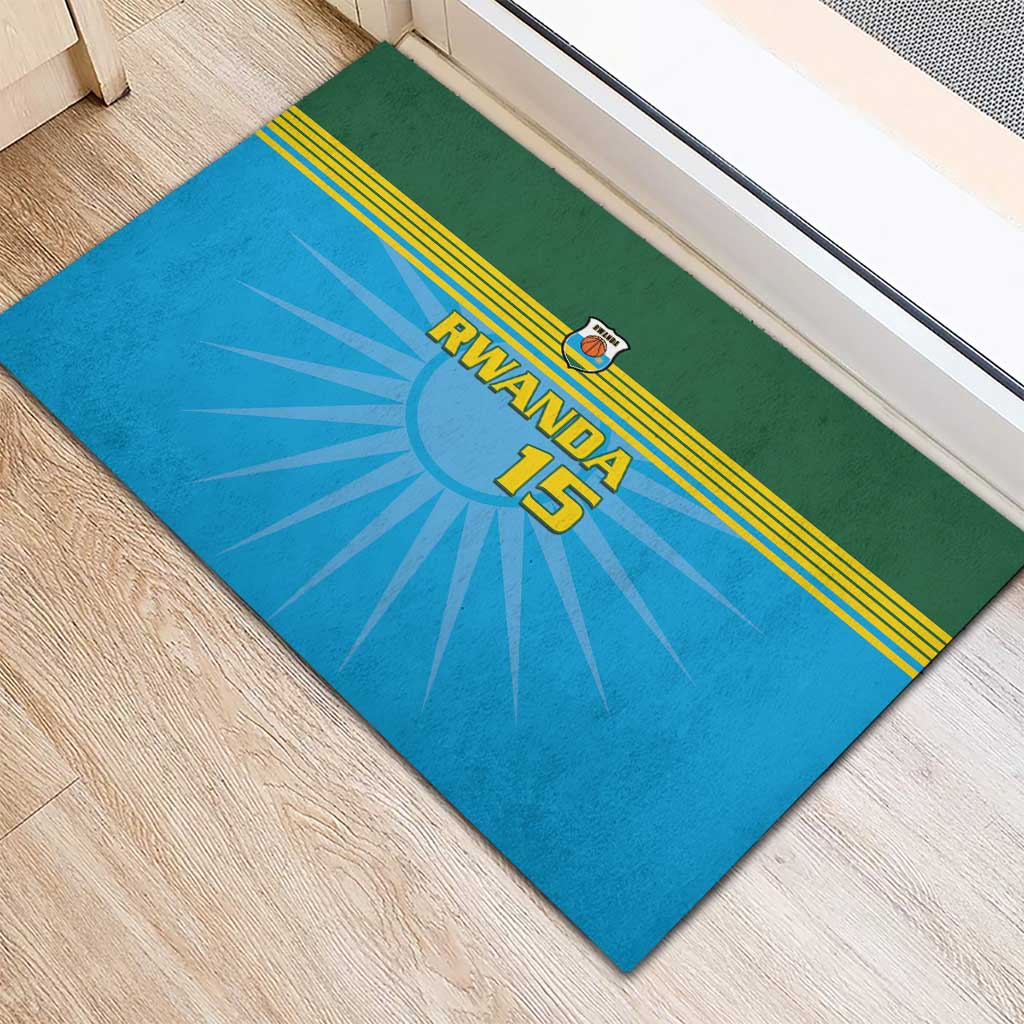 Afro Basketball Rwanda Custom Rubber Doormat Go Champions - African Pride