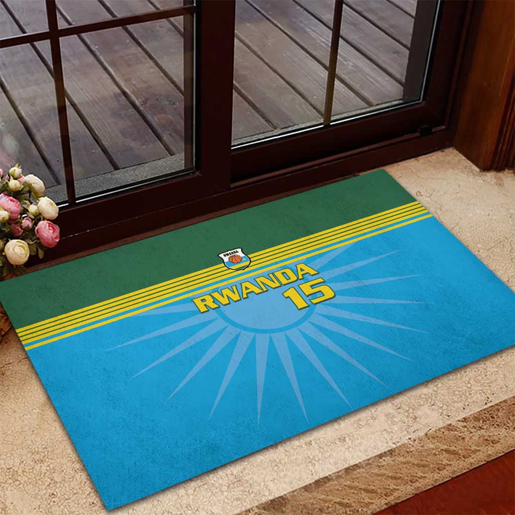 Afro Basketball Rwanda Custom Rubber Doormat Go Champions - African Pride