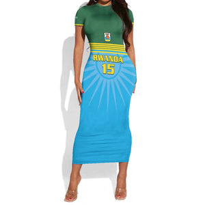 Afro Basketball Rwanda Custom Short Sleeve Bodycon Dress Go Champions - African Pride