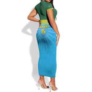 Afro Basketball Rwanda Custom Short Sleeve Bodycon Dress Go Champions - African Pride