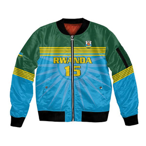 Afro Basketball Rwanda Custom Sleeve Zip Bomber Jacket Go Champions - African Pride