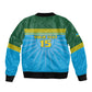 Afro Basketball Rwanda Custom Sleeve Zip Bomber Jacket Go Champions - African Pride