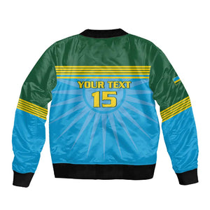 Afro Basketball Rwanda Custom Sleeve Zip Bomber Jacket Go Champions - African Pride