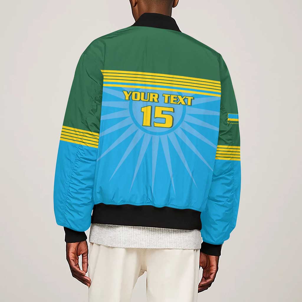 Afro Basketball Rwanda Custom Sleeve Zip Bomber Jacket Go Champions - African Pride