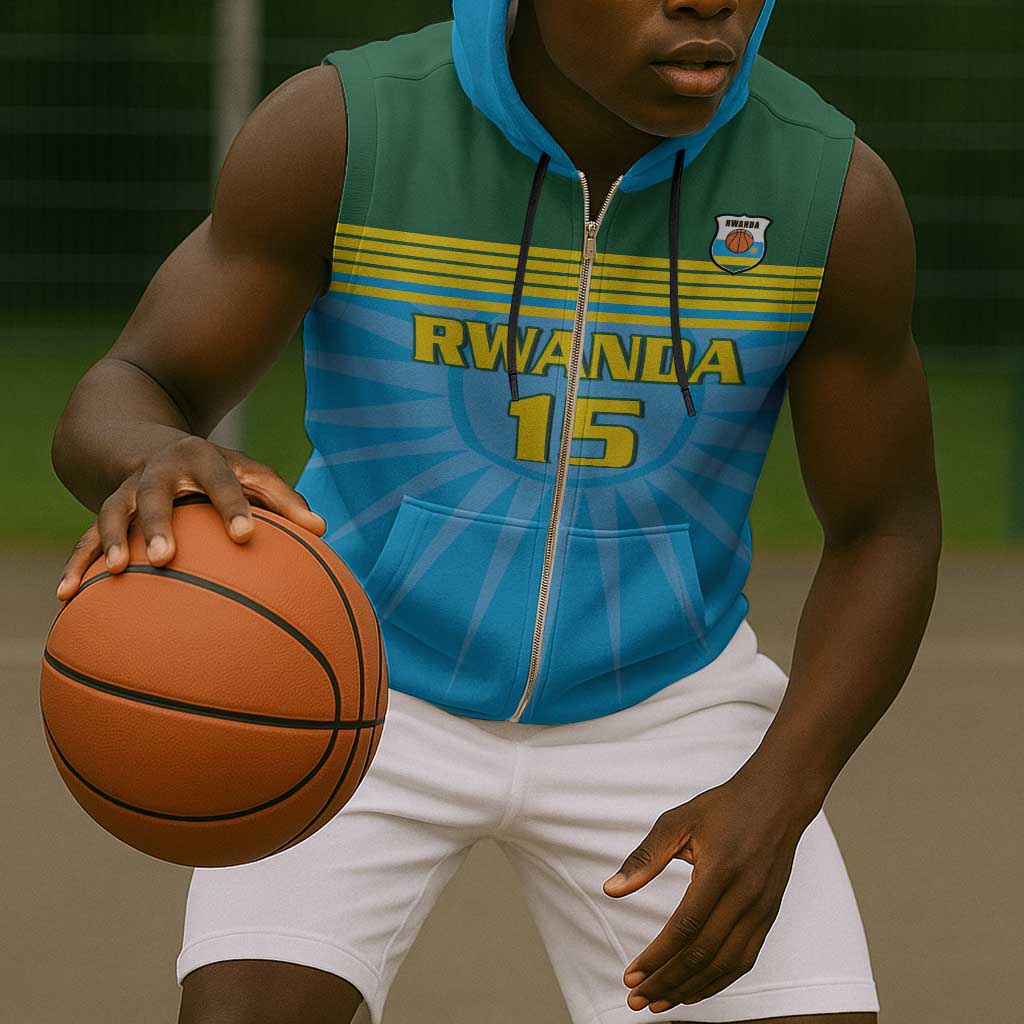 Afro Basketball Rwanda Custom Sleeveless Zip Hoodie Go Champions - African Pride