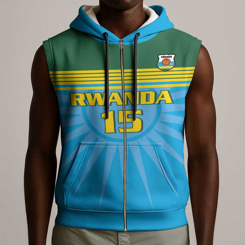 Afro Basketball Rwanda Custom Sleeveless Zip Hoodie Go Champions - African Pride